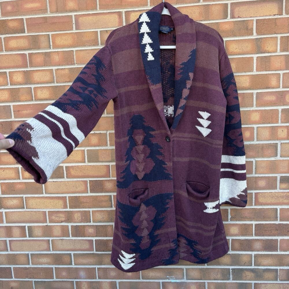 Pendleton Cardigan Shawl Neck Knit Aztec Native Womens Size Medium - Picture 3 of 9